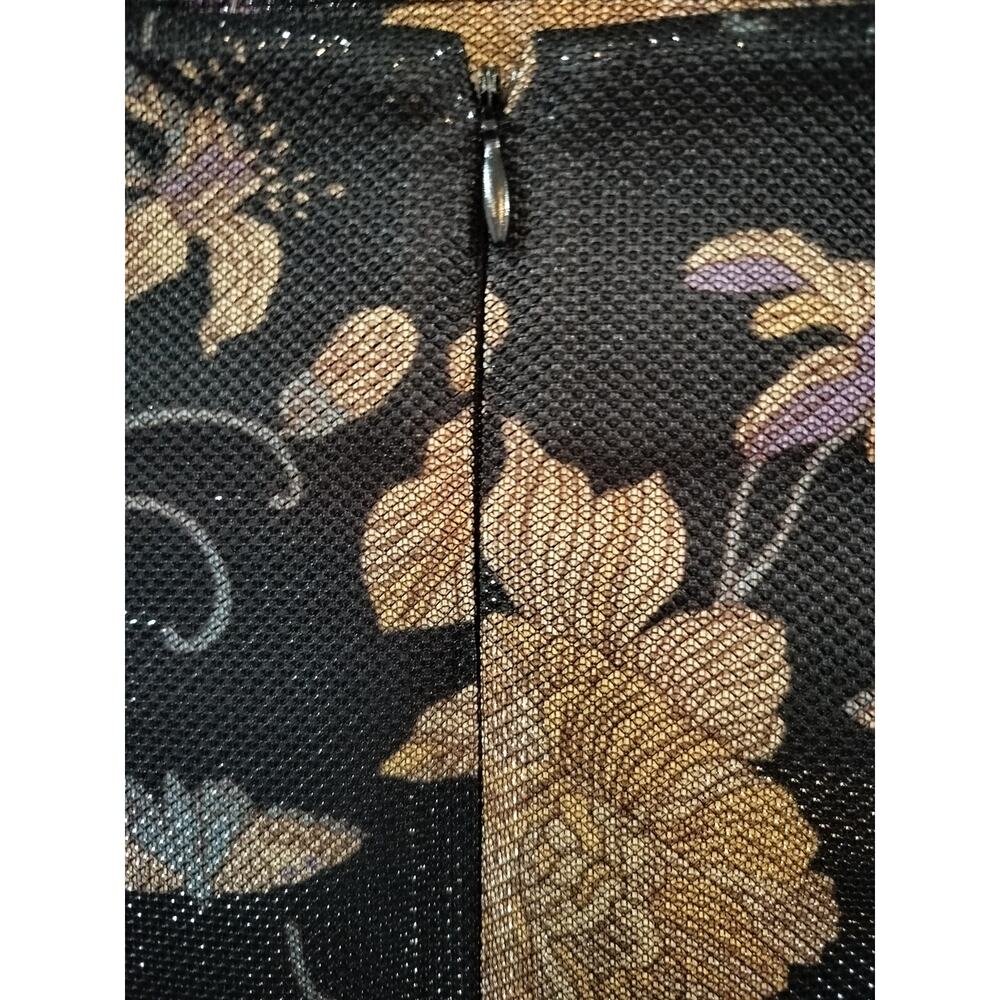 Eci New York Stretch Mesh Floral Skirt Black Beige Midi Pencil Womens 10 - Picture 6 of 10